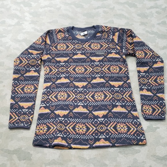 Columbia Sweaters - Columbia Sweater Womens Medium Blue Pullover Geo Print Gorpcore Outdoors Travel